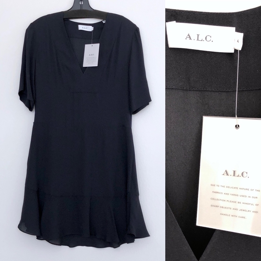✨HP!✨NWT A.L.C. Navy Blue Silk Dress - ALC Size 4 - Picture 7 of 7